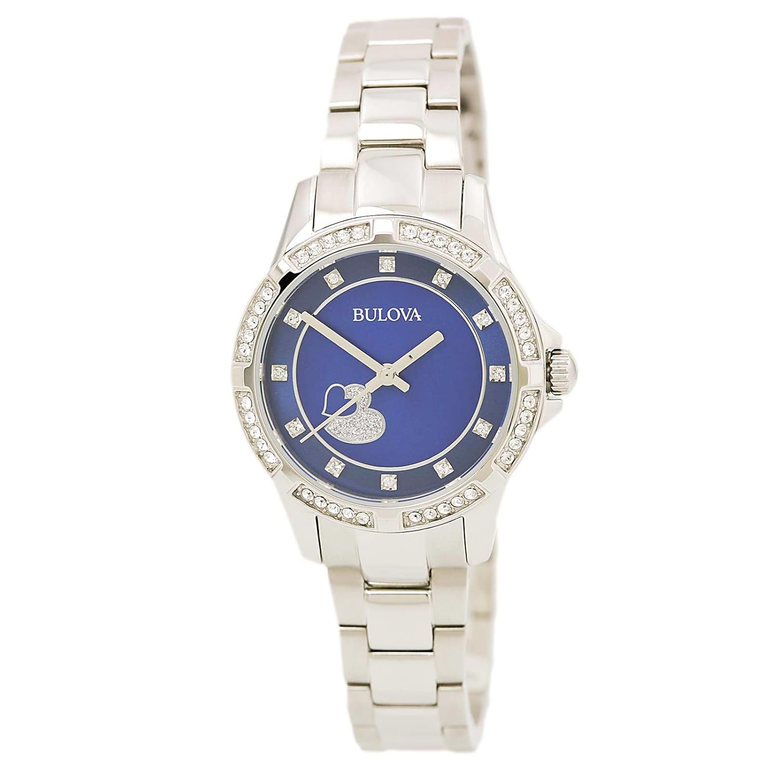 bulova 96l238 womens crystal accented bezel blu