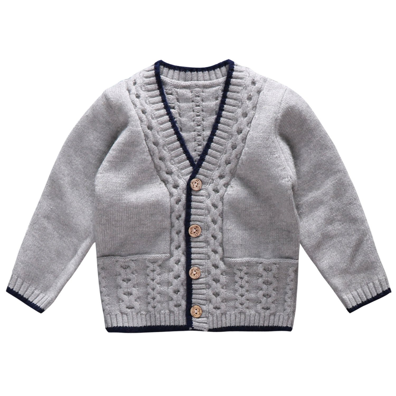 coodebear 男婴 v 领羊绒口袋针织开衫冬季毛衣