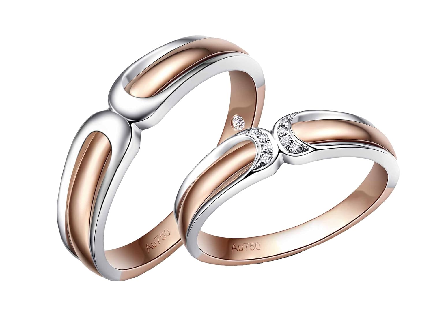 bovshri 宝玺荟 18k玫瑰金镶嵌钻石 绕指柔系列 两指紧扣 情侣戒 (一