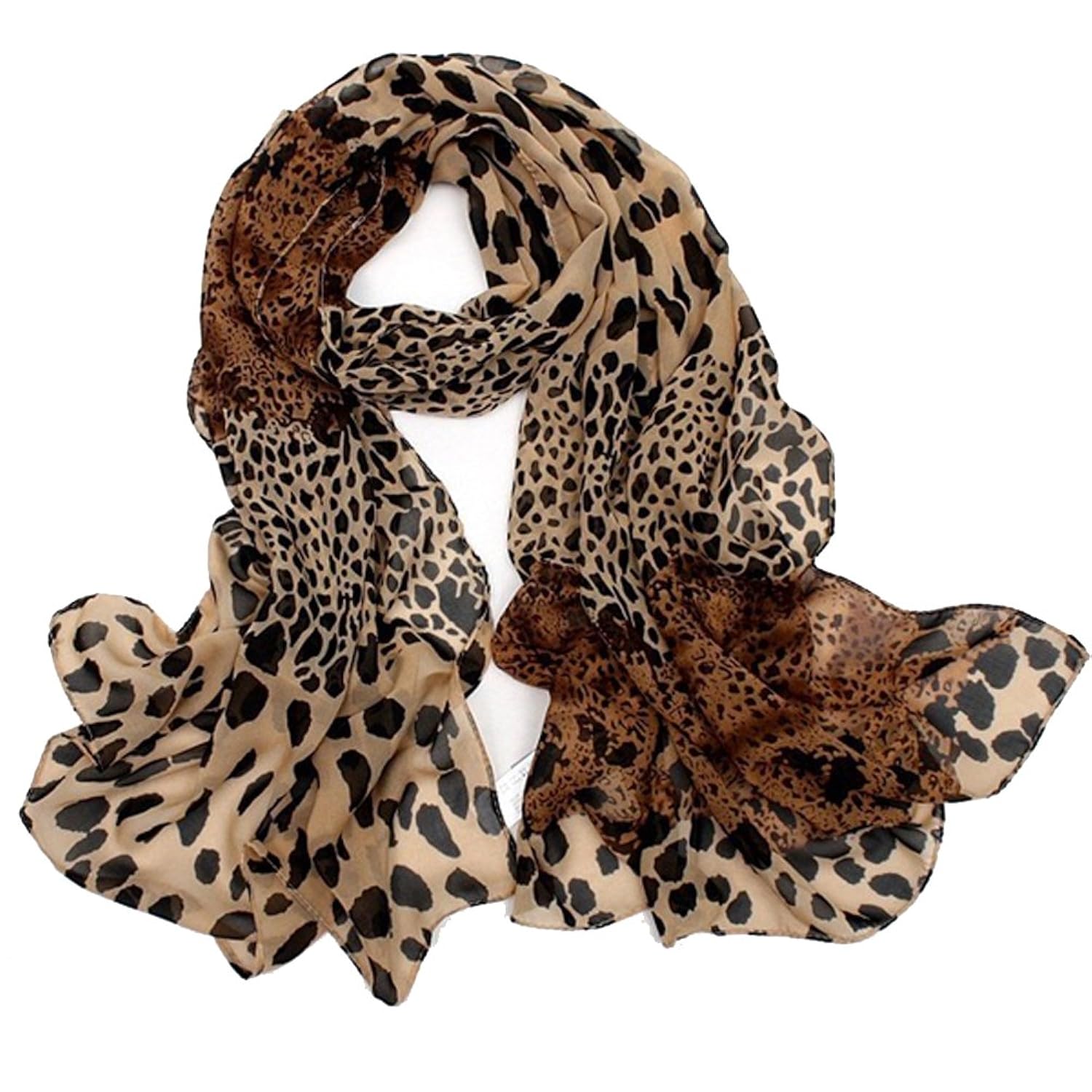 女士精品 精美女士秋冬季配饰 豹纹拼接围巾 围脖 披肩