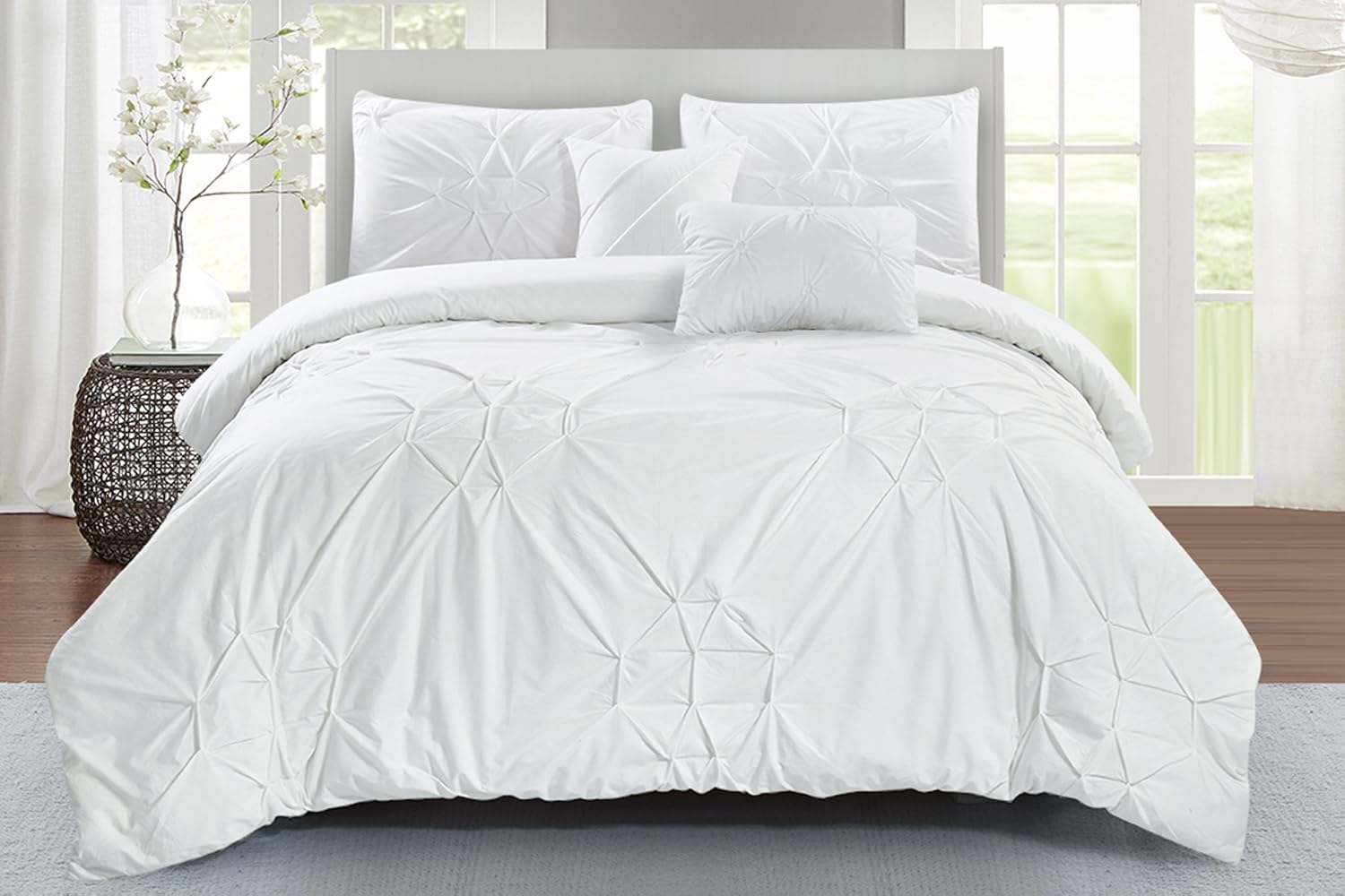 wonder home starburst 棉被套装,大号双人床,白色