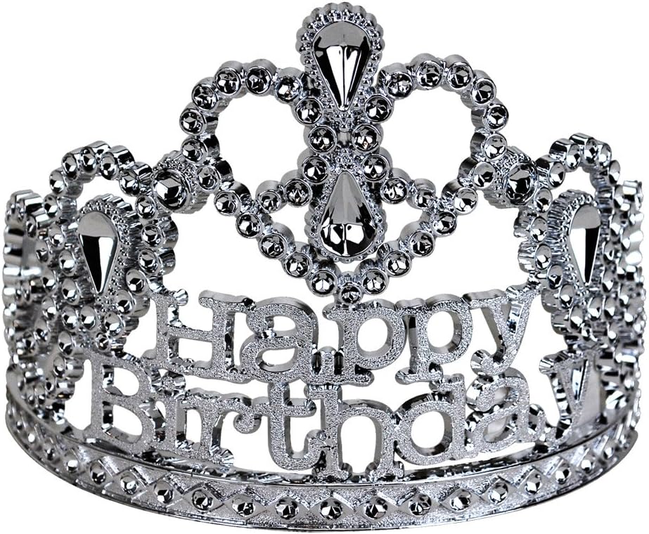 bigmouth 印有"生日快乐"字样的银色皇冠(亚马逊进口直采,美国品牌)-