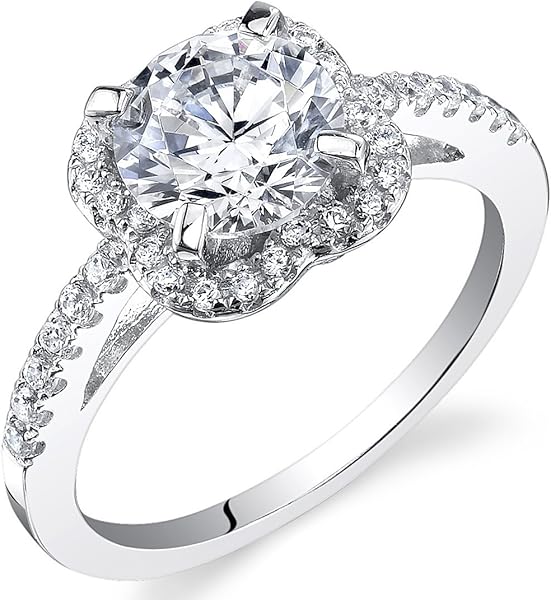 11 carats sterling silver french pave cubic zirconia engagement