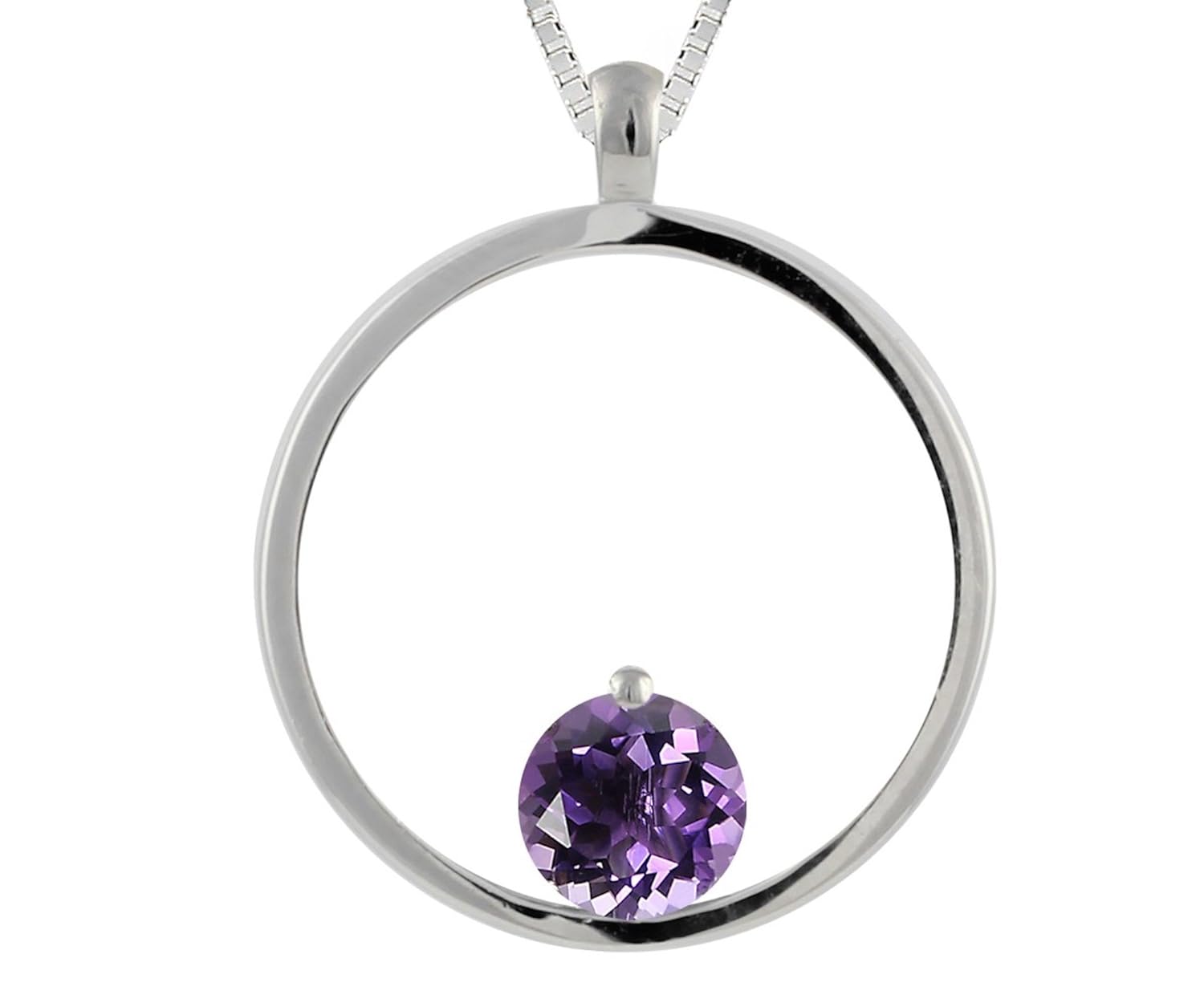 hdiamonds 纯银圆形宝石圆形吊坠项链