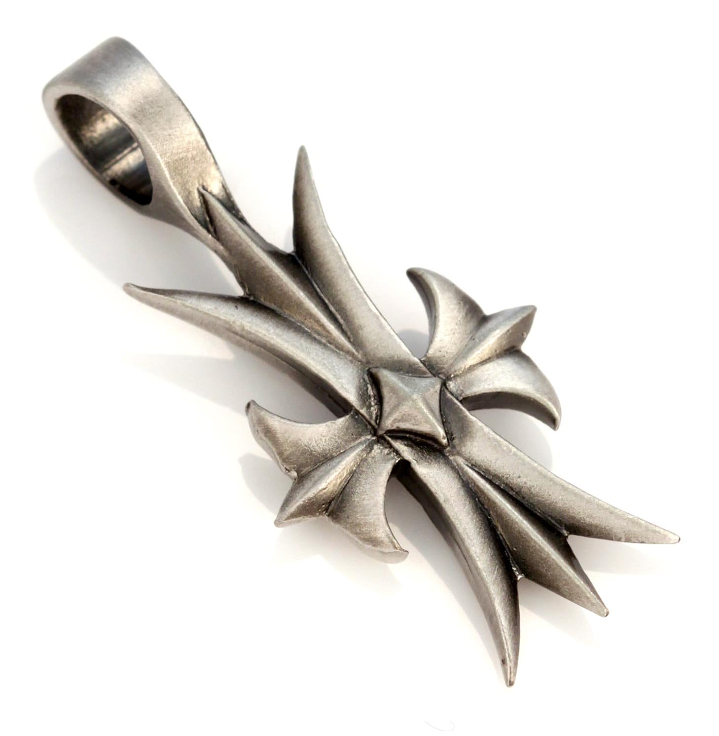 bico cross ax 吊坠 (e326) - 忠诚,驱动目的 - 缎面银色抛光