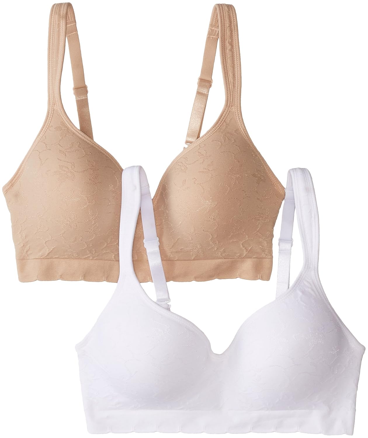 ellen tracy womens 2 pack seamless floral jacquard wirefree