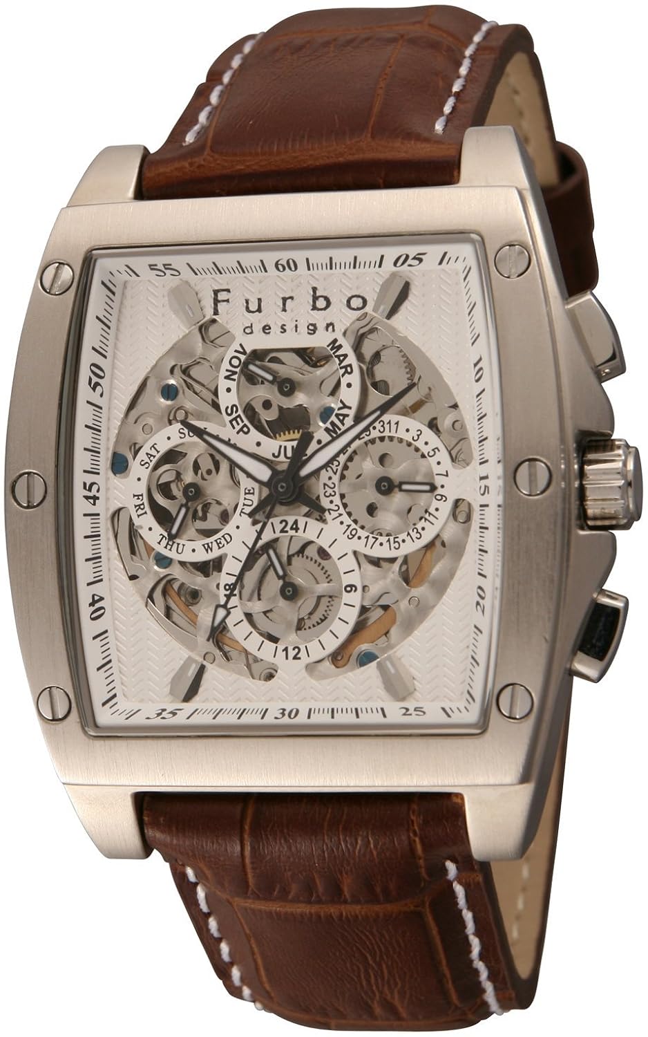 furbo design 手表 f1001swhbr 三历双面镂空自动机械机芯男士