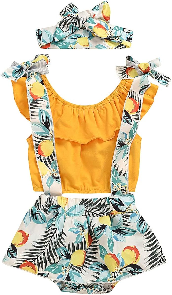 younger star 新生女婴衣服露肩无袖上衣   水果吊带连衫裤   头带