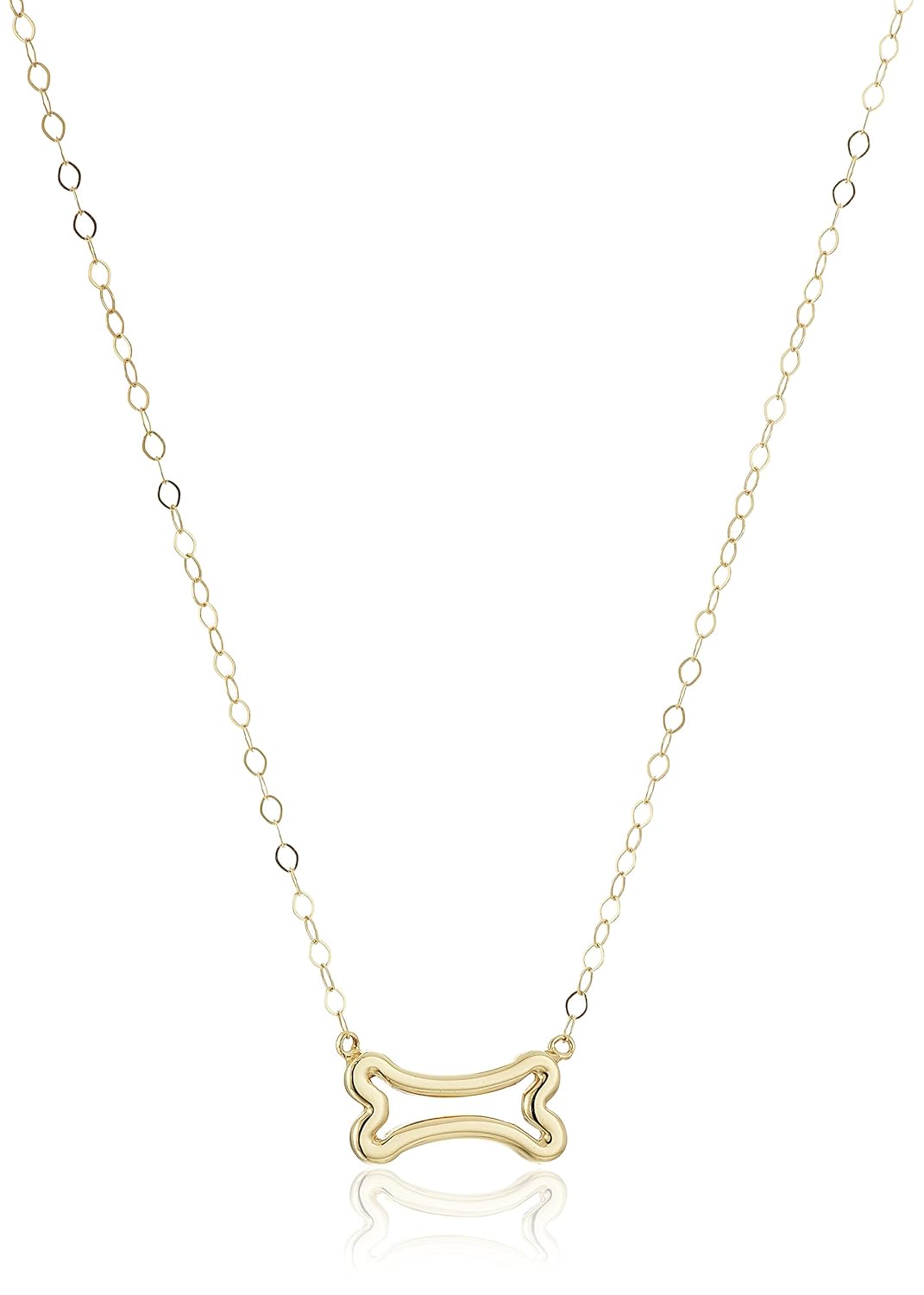 14k 黄金狗骨头吊坠项链,43.2cm