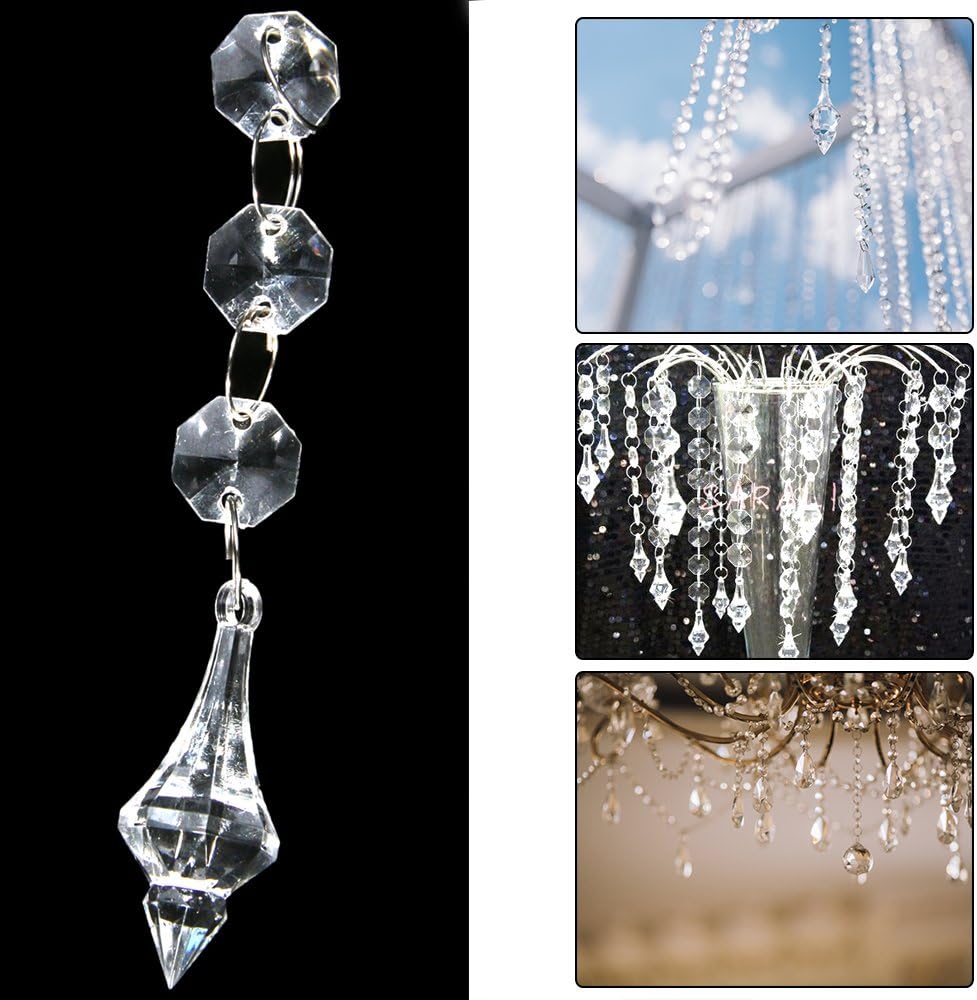 xcsource 12 件丙烯酸悬挂水晶婚礼珠子窗帘带大号八角形泪珠 wv100