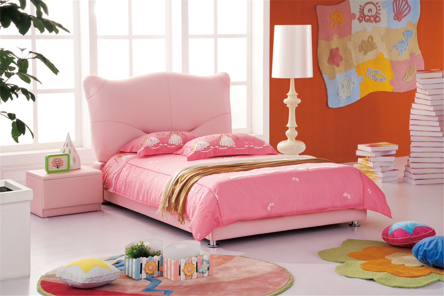 aonidisi mattess 奥妮帝斯 特价儿童皮床 彩色亲子环保软床 公主高背