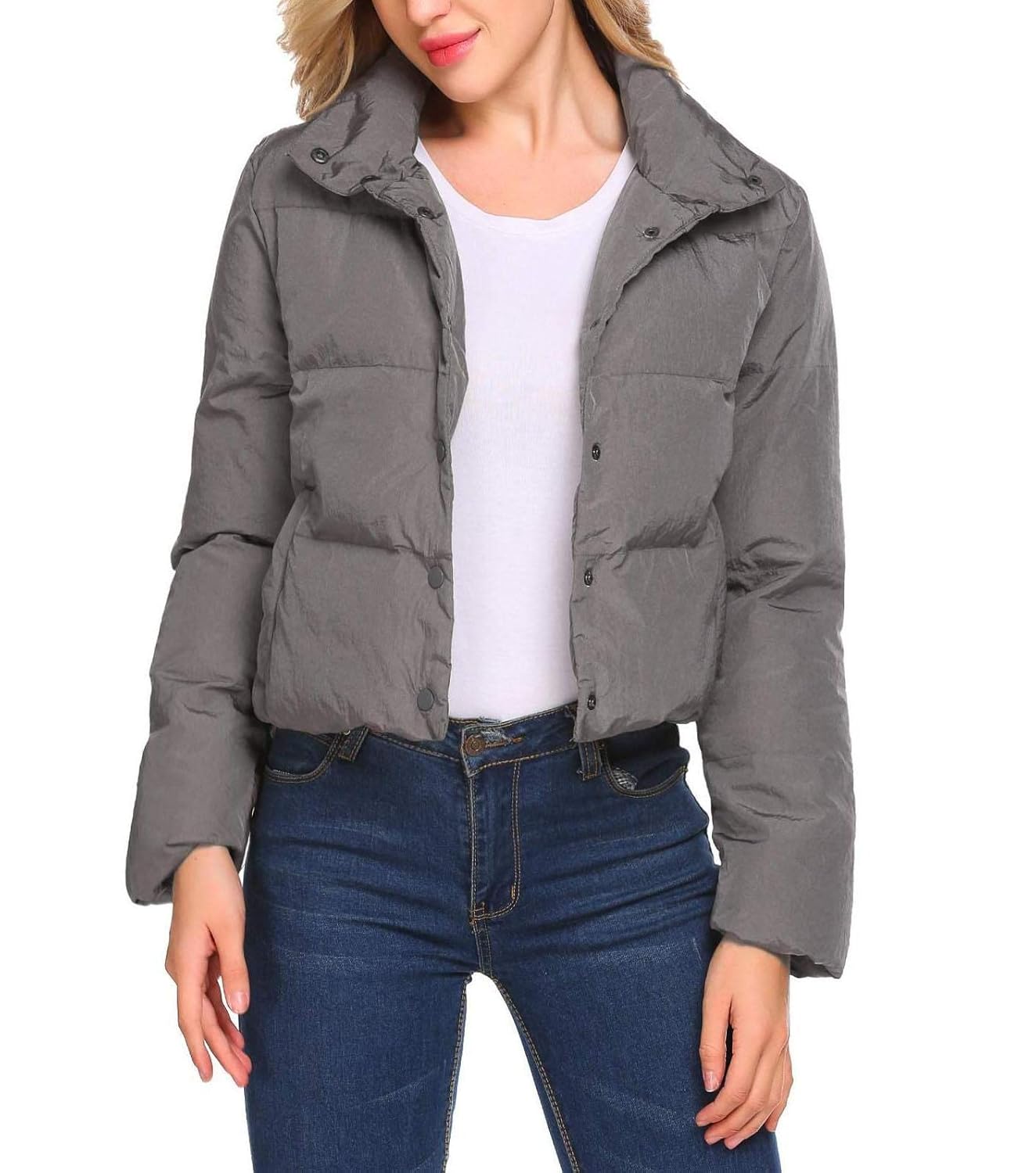 女士立领羽绒服短冬季羽绒大衣外套 【bulges】 服饰箱包 - 亚马逊