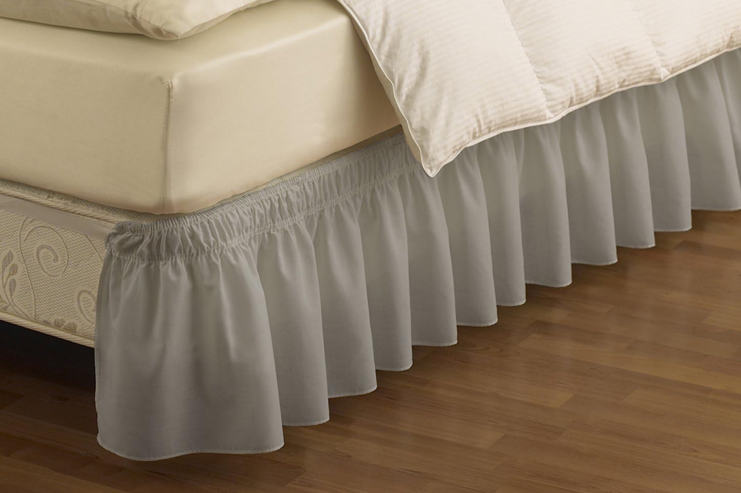 easyfit wrap around solid ruffled bed skirt, queen/king, grey