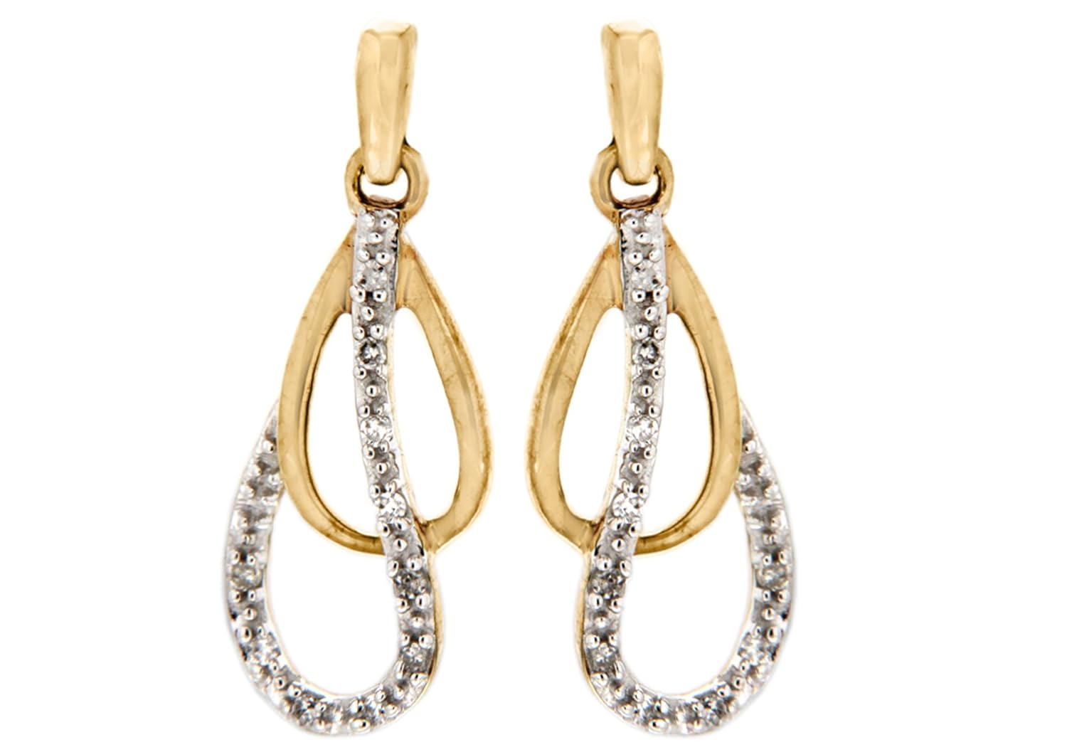 adara 9克拉黄金钻石双泪珠耳环