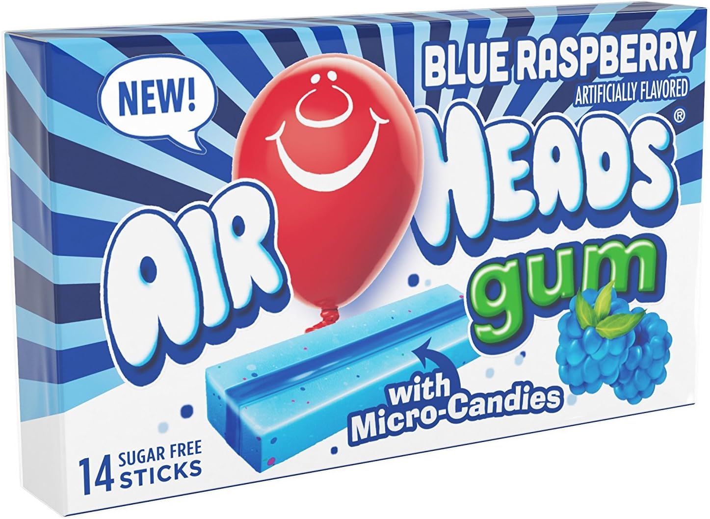 airheads candy sugar-free chewing gum with xylitol, blue