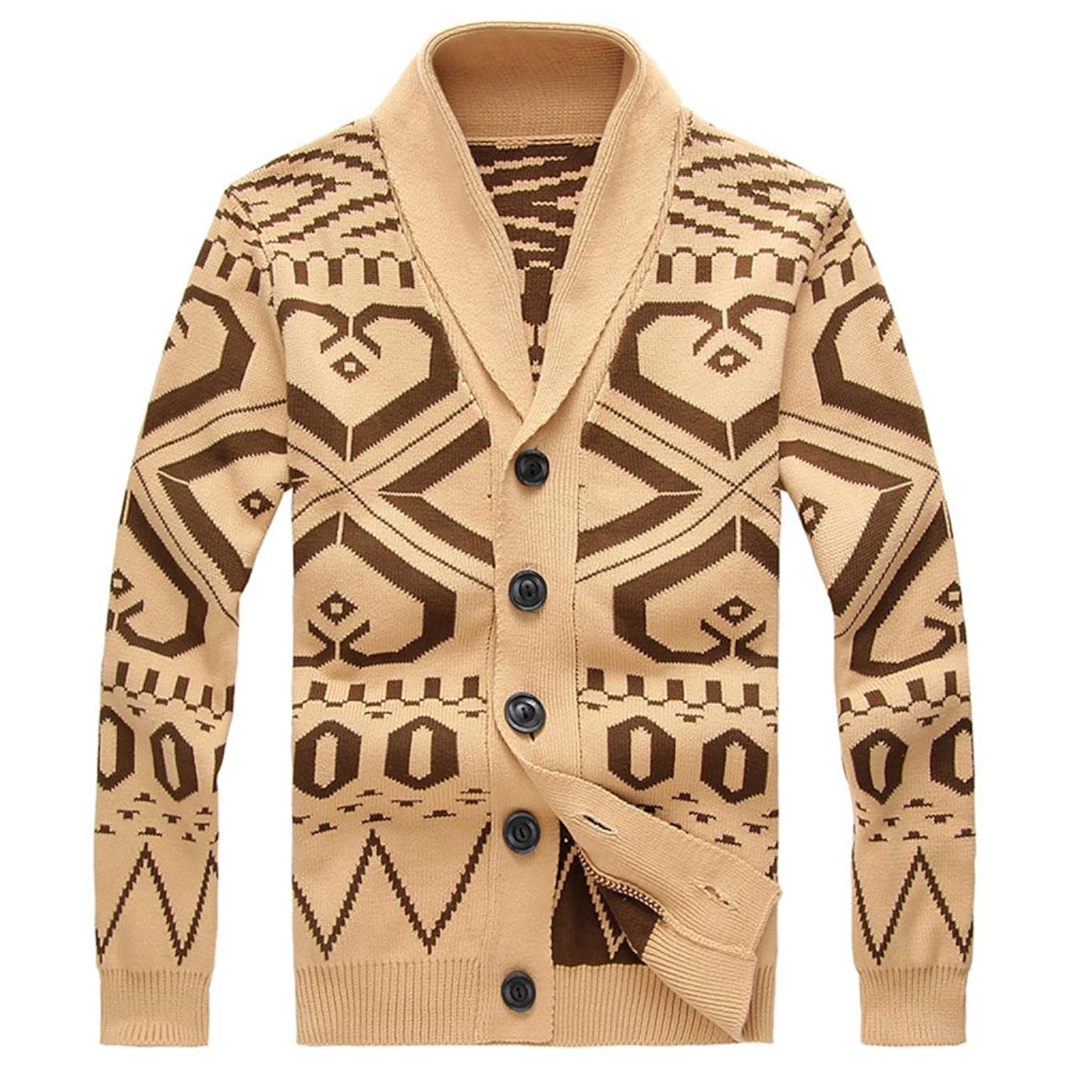 衣然呈品 春秋装新款男装韩版花纹 毛衣毛衫复古宽松短款潮开衫针织衫