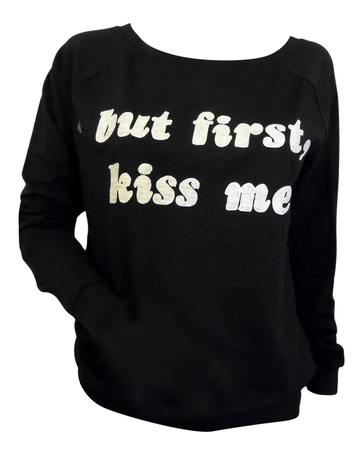 young romantics womens crew neck casual top - black 黑色 medium