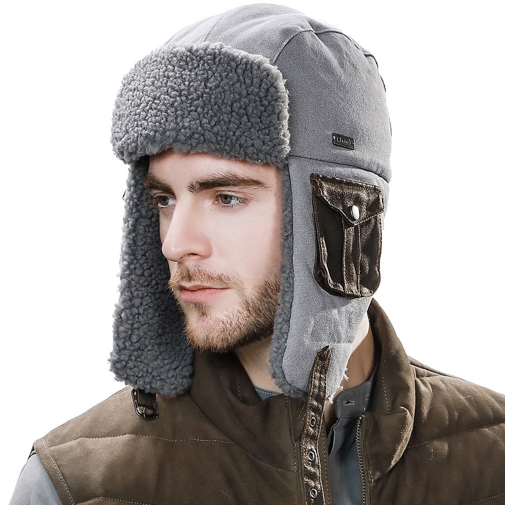 siggi 棉质 trapper 帽子人造毛皮 earflaps 狩猎帽温暖枕头内衬中性