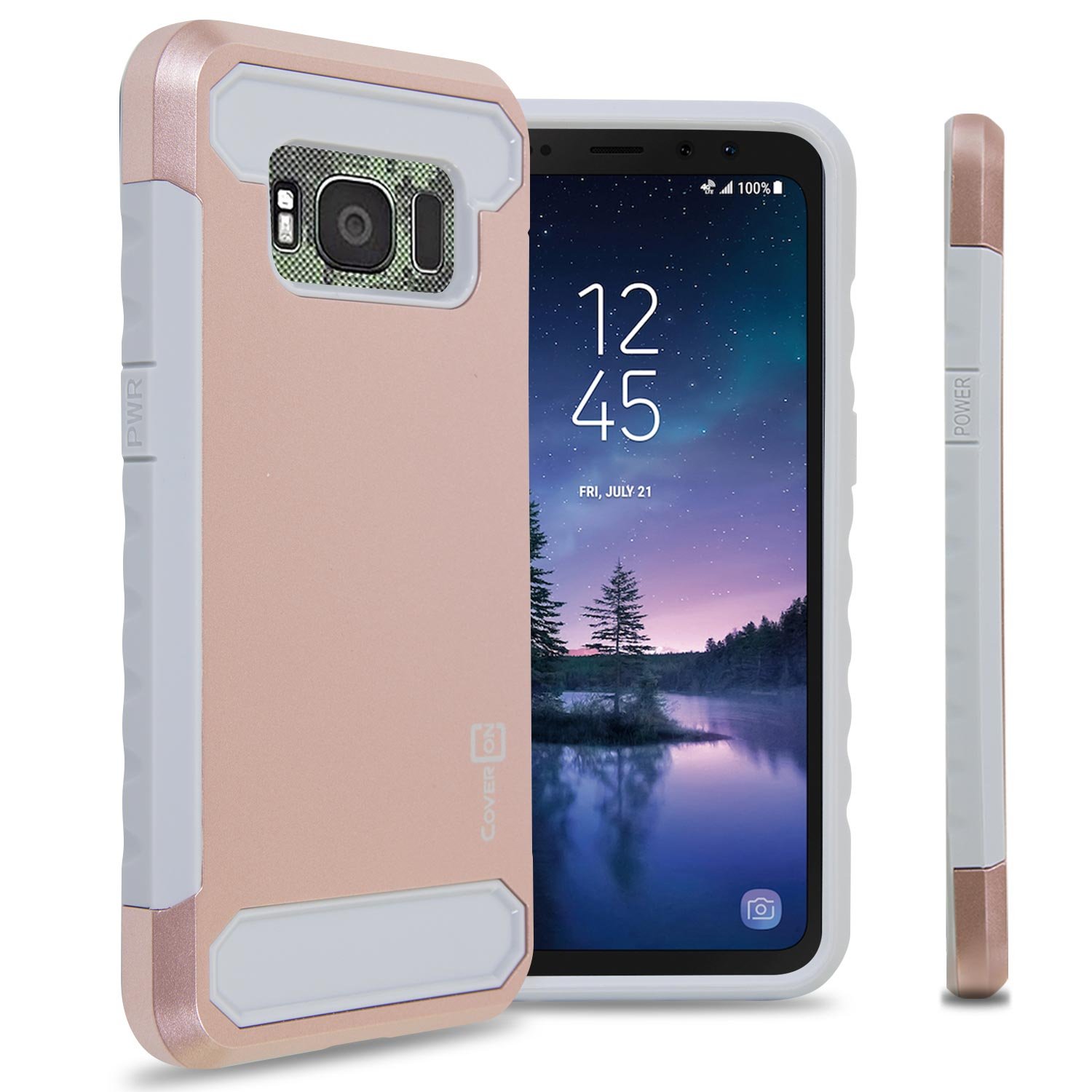 s8 active 手机壳,混合双层保护手机壳,碳纤维设计风格,适用于三星