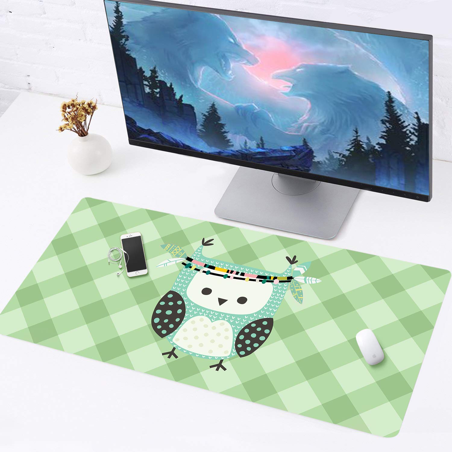 hrh 时尚设计 pu 皮革游戏鼠标垫防水,办公和家庭的完美书桌书写垫