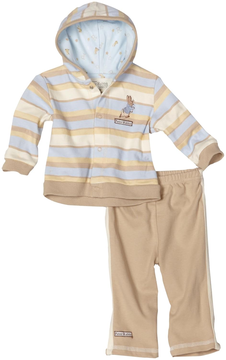 the original peter rabbit 男宝宝新生儿2件套条纹连帽衫和裤子 蓝色