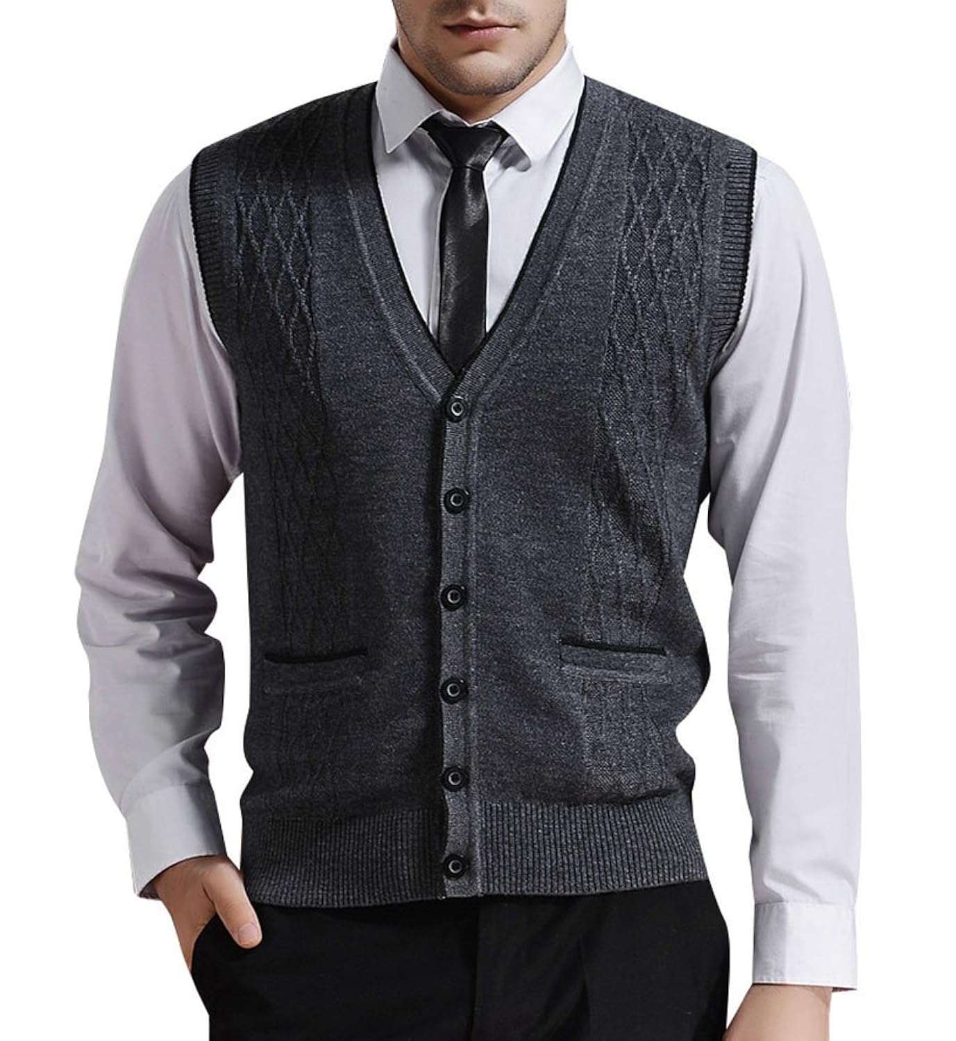 zicac mens v-neck jacquard vest knitwear sweat