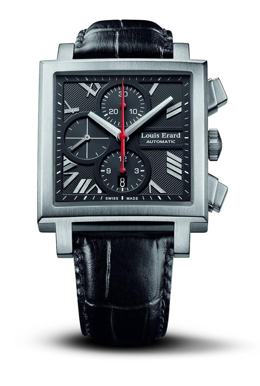 louis erard 男式自动手表77504可 as 02 .bdc33,带有皮革带