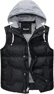 Wantdo 男式冬季棉服背心可拆卸连帽夹棉保暖无袖夹克大衣