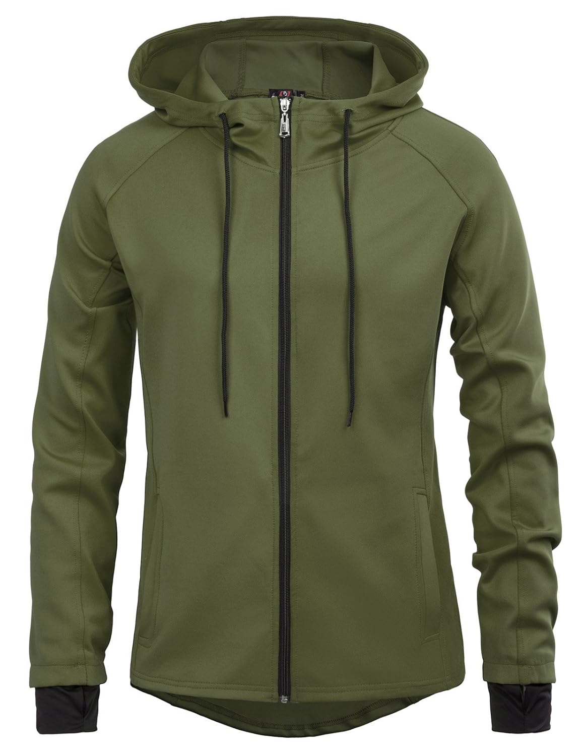 stylish zip-up hoodies sports training coat long sleeve 军绿色