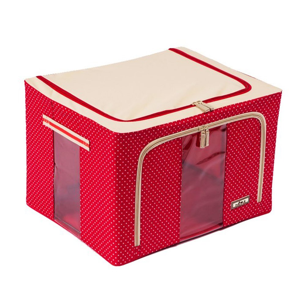 米上600d牛津布钢架收纳箱 韩国大号百纳箱 收纳盒整理箱储物柜 (红色