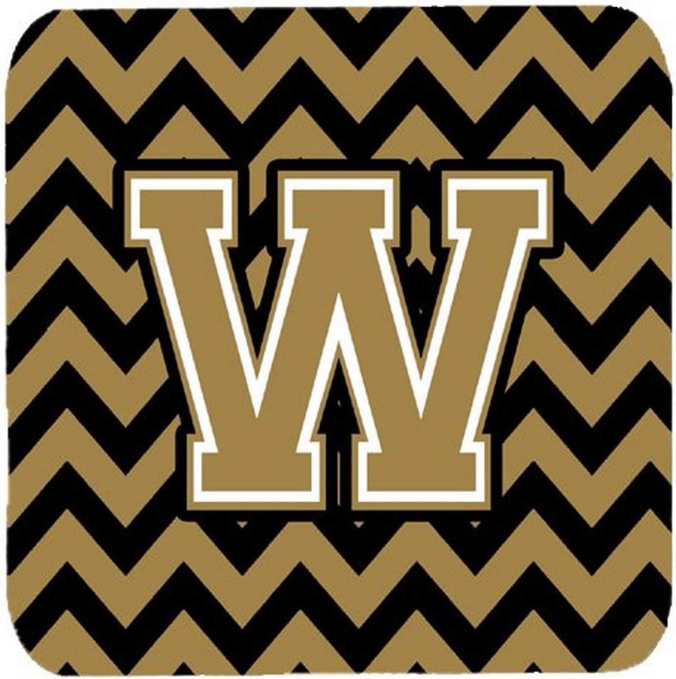 carolines treasures cj1050-wfc 字母 w v 形图案黑色和金色泡沫