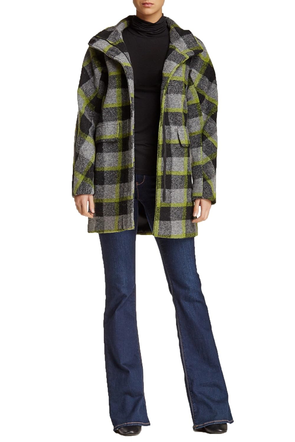 vince camuto 格子羊毛混纺上衣外套中号