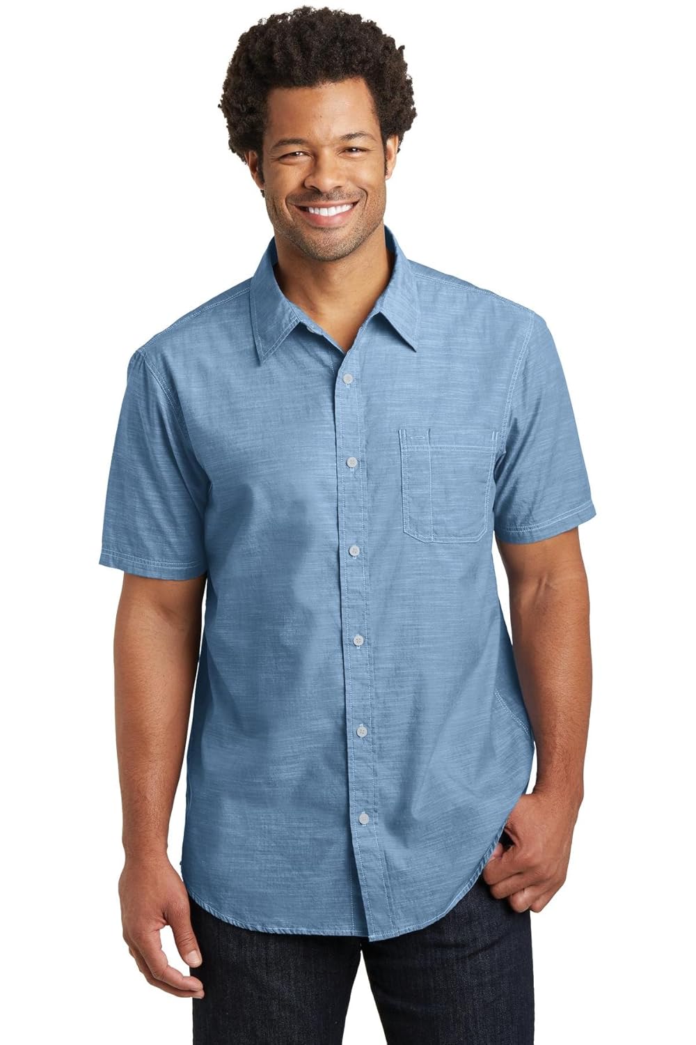 district made mens short sleeve washed woven shirt