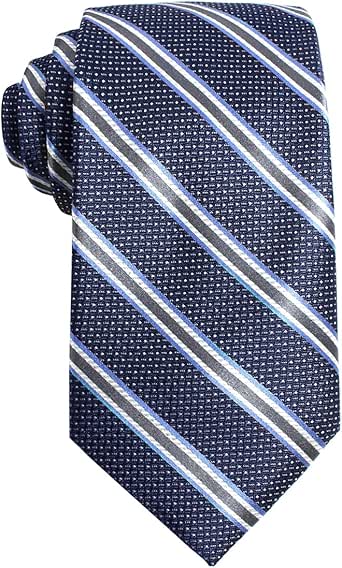 男式商店 bloomingdales * 丝绸十字架经典领带*蓝灰色条纹