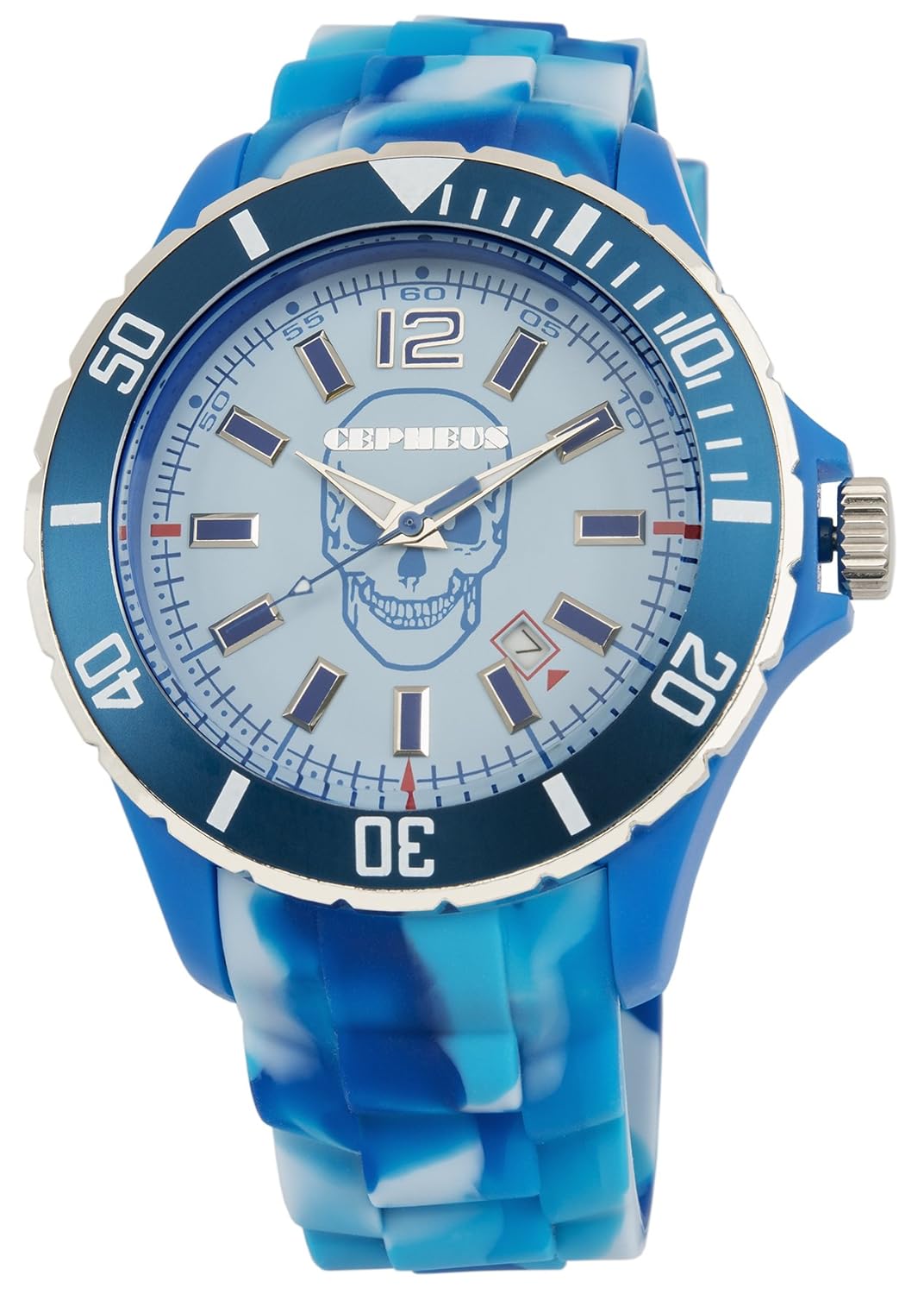 cepheus 中性款石英手表蓝色表盘 analogue 显示和蓝色硅胶表带 cpx01
