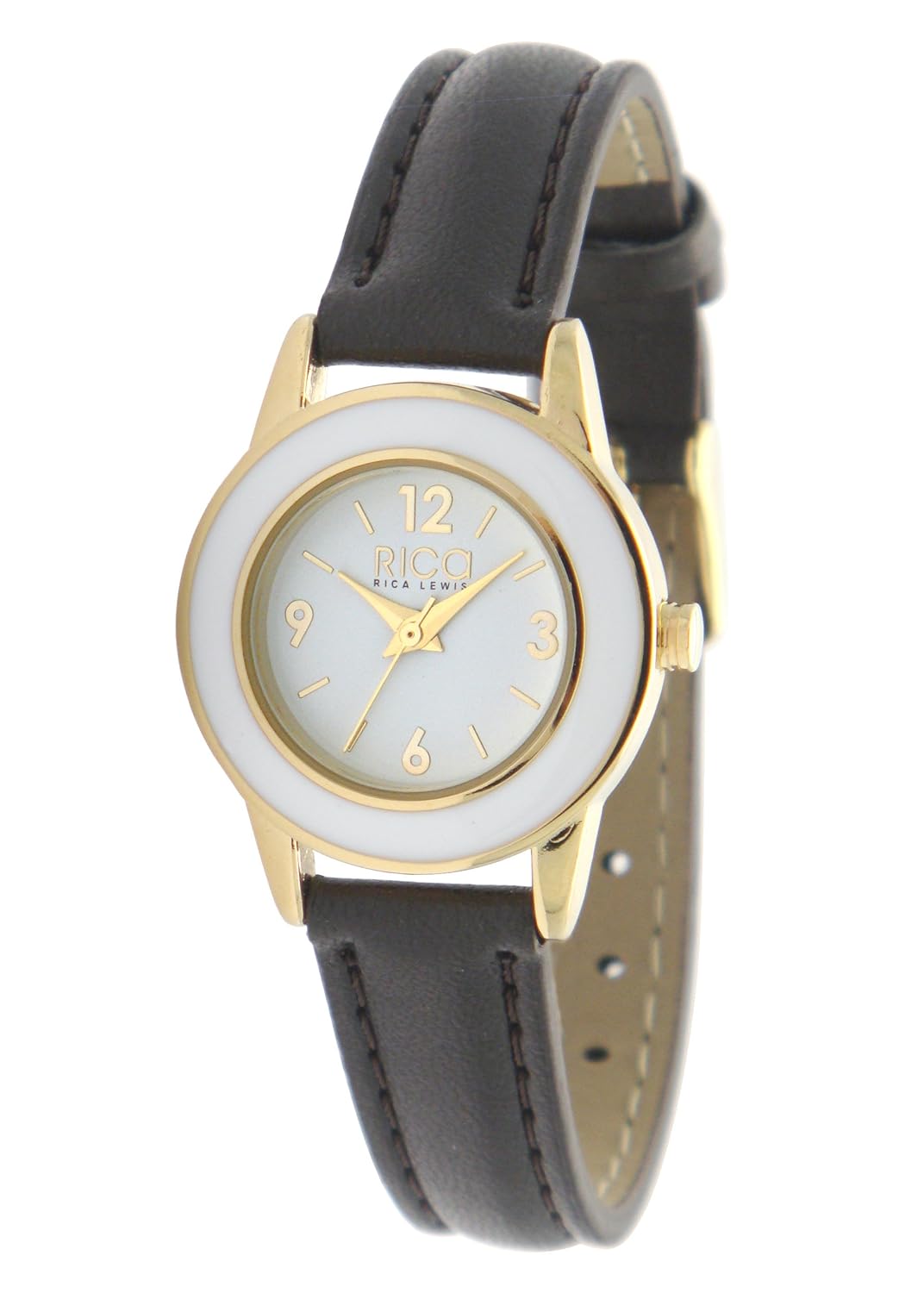 rica lewis 女式石英棕色皮革表带手表9075732