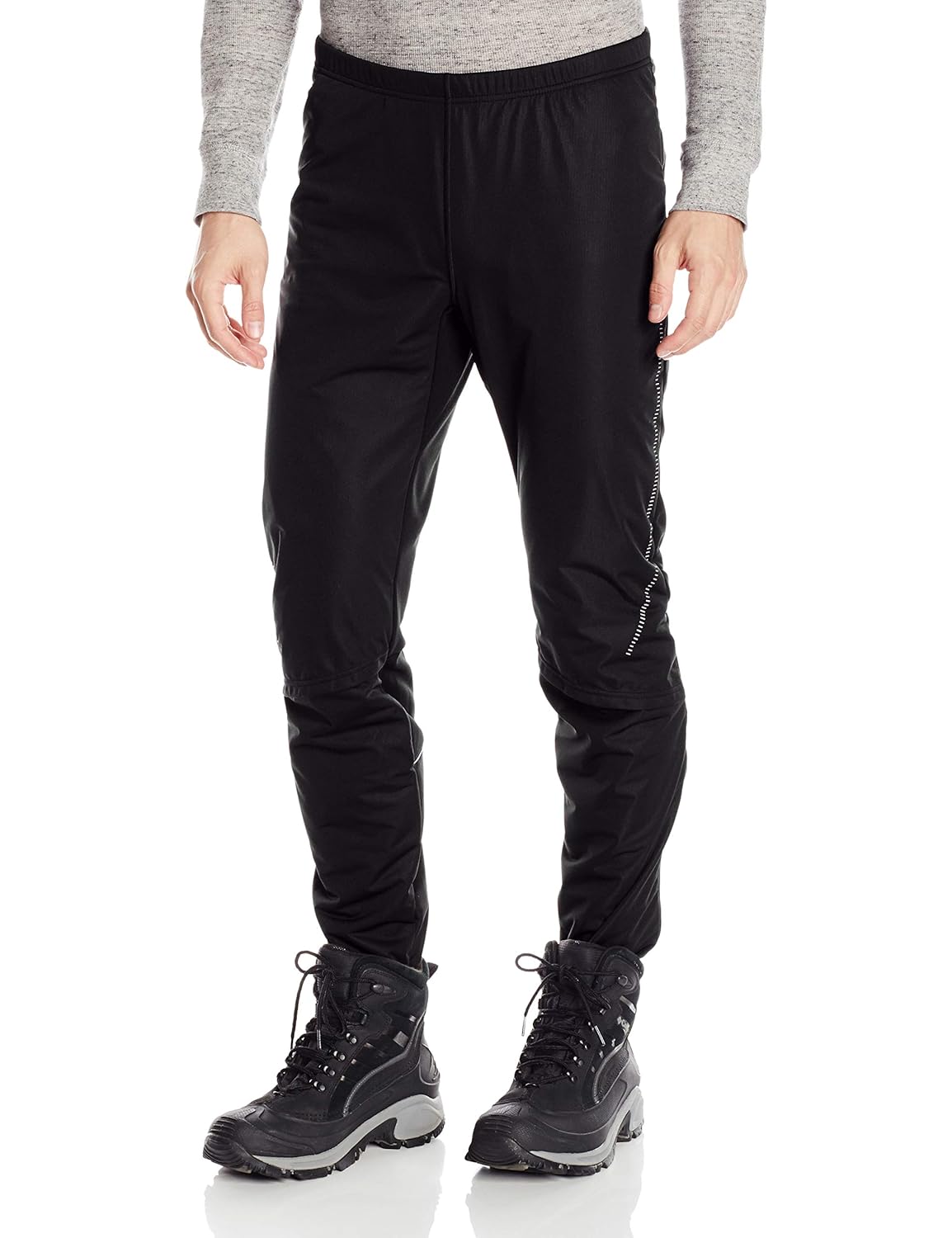 男式风暴北欧越野滑雪 防风 反光训练紧身裤:滑雪/寒冷天气/度假,黑色