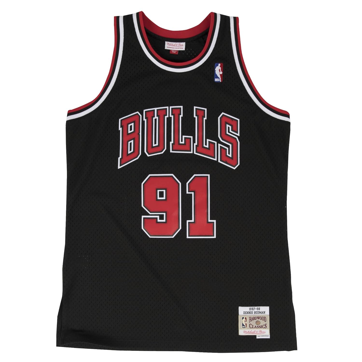 dennis rodman 芝加哥公牛队 mitchell & ness swingman 运动衫 黑色