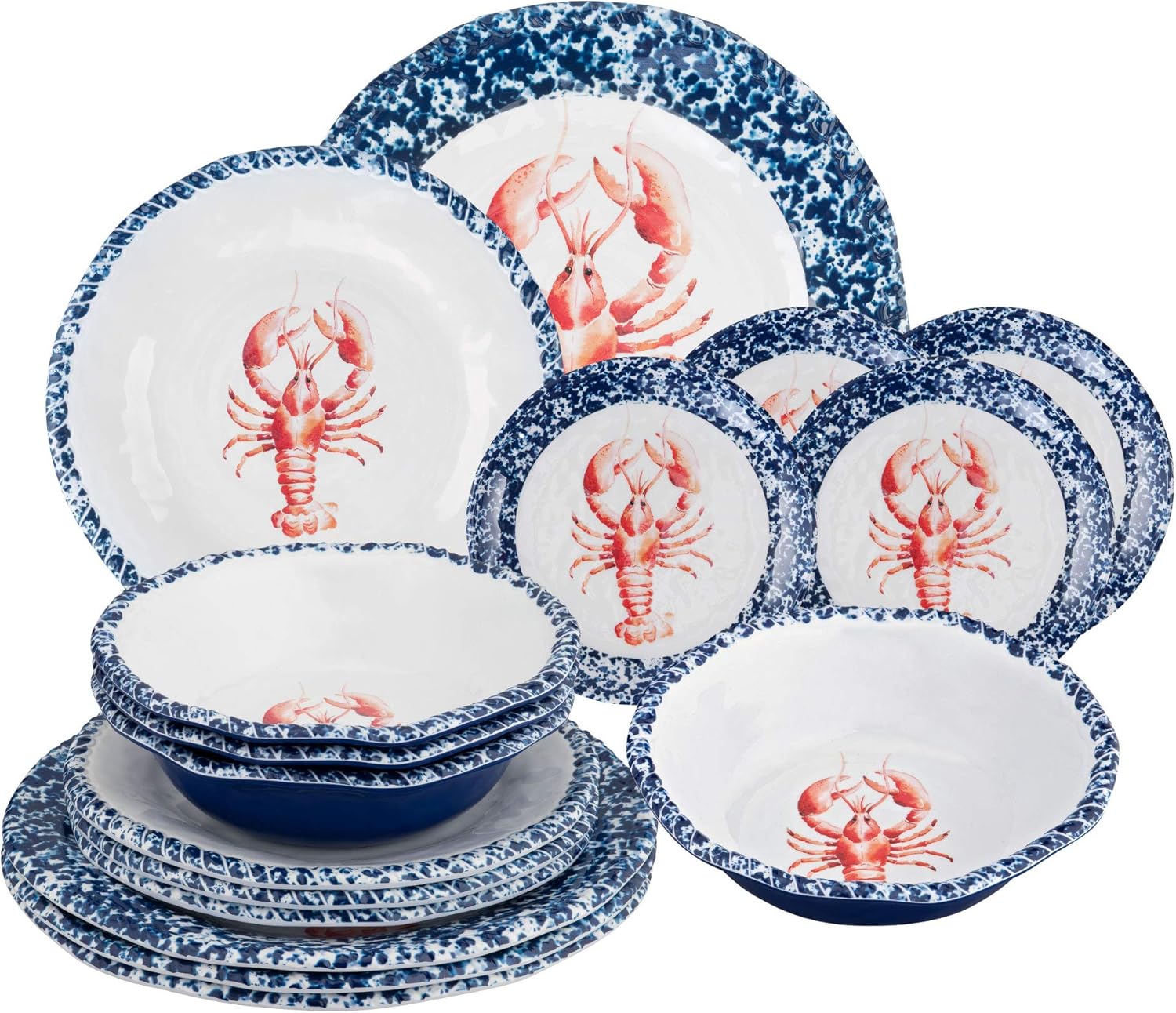 美食艺术海洋树脂餐具套装 lobster dinnerware s/16 527-528