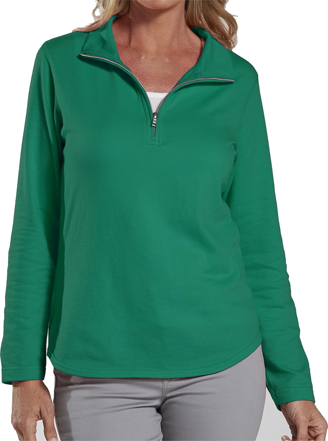 lat apparel 100% cotton ladies french terry 1/4