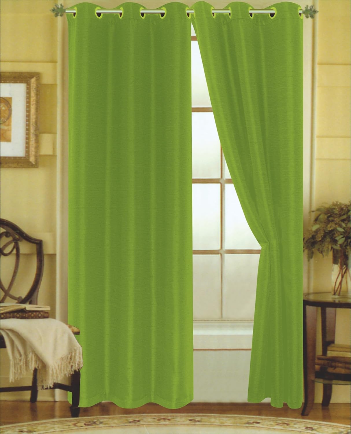 editex home 纺织品印*安纳人造丝窗帘板带索环 绿色 746pp8429