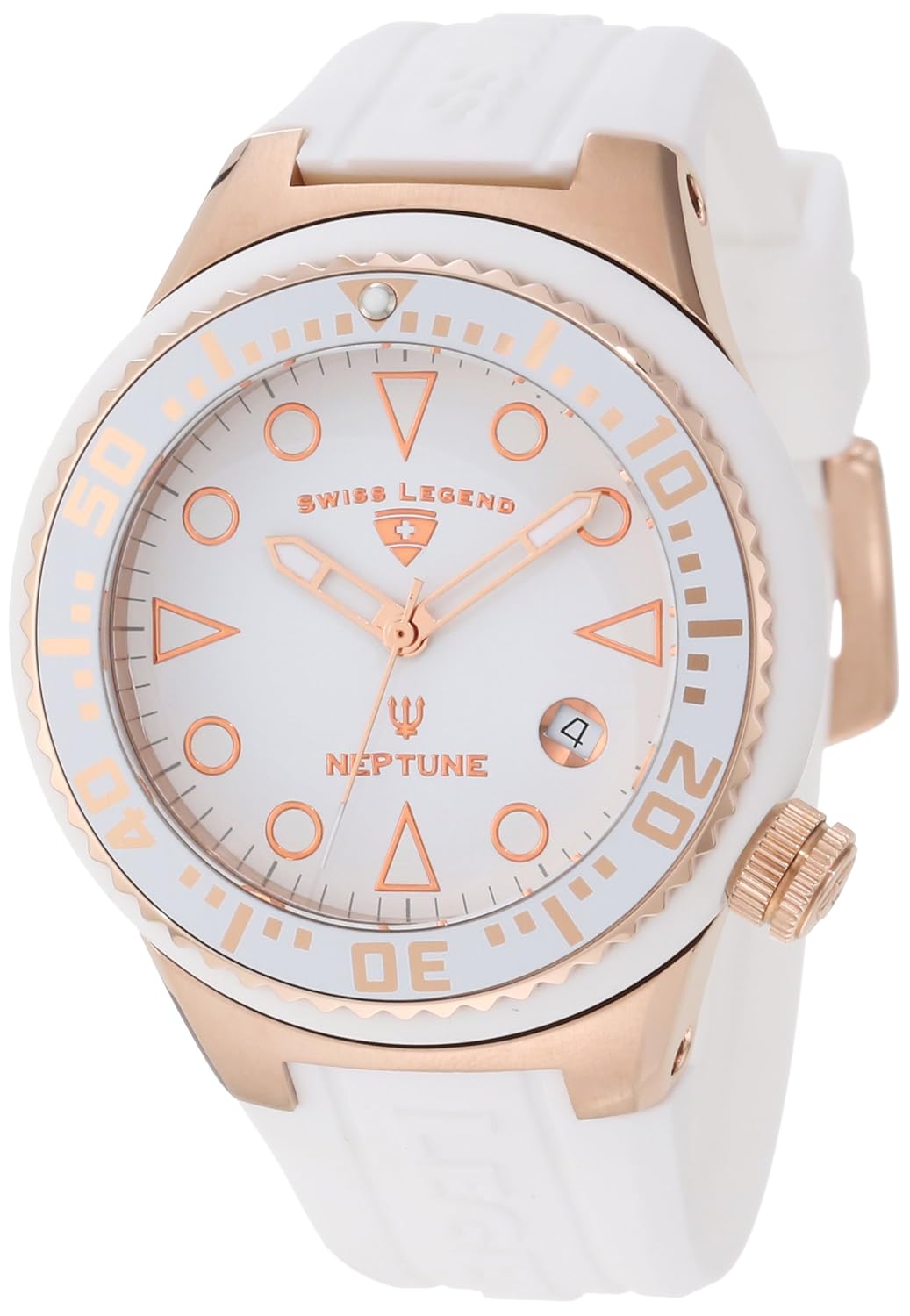 swiss legend 女式11044d-rg-02-wht 海王星白色表盘白色硅胶手表