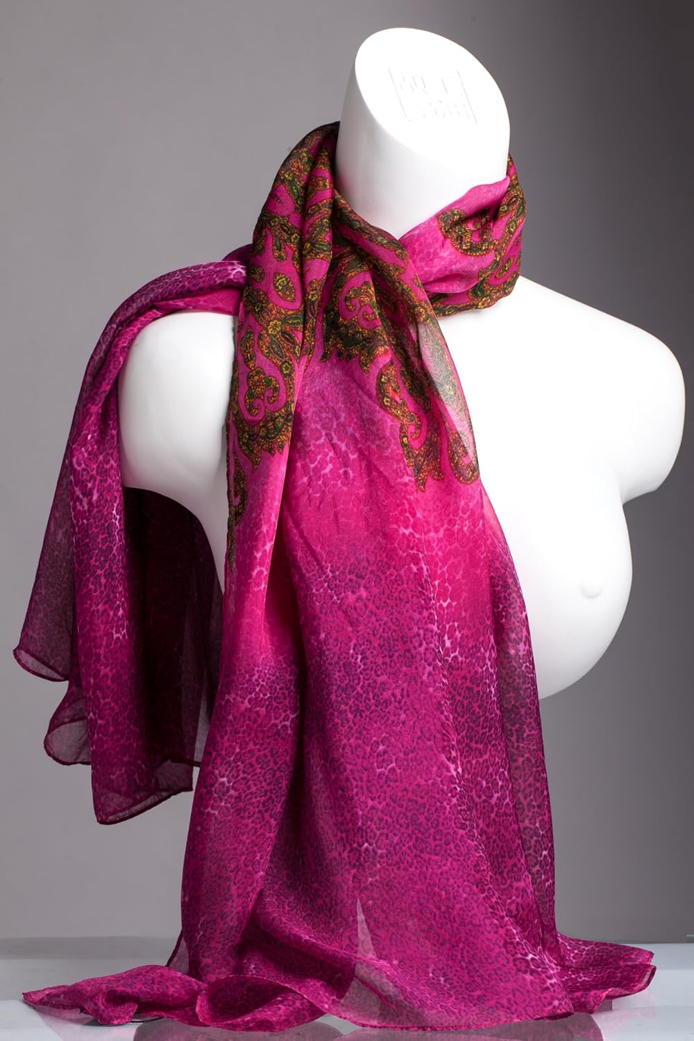 上海故事专柜正品 女士加宽气质春夏新品精细印花桑蚕丝丝巾 丽韵