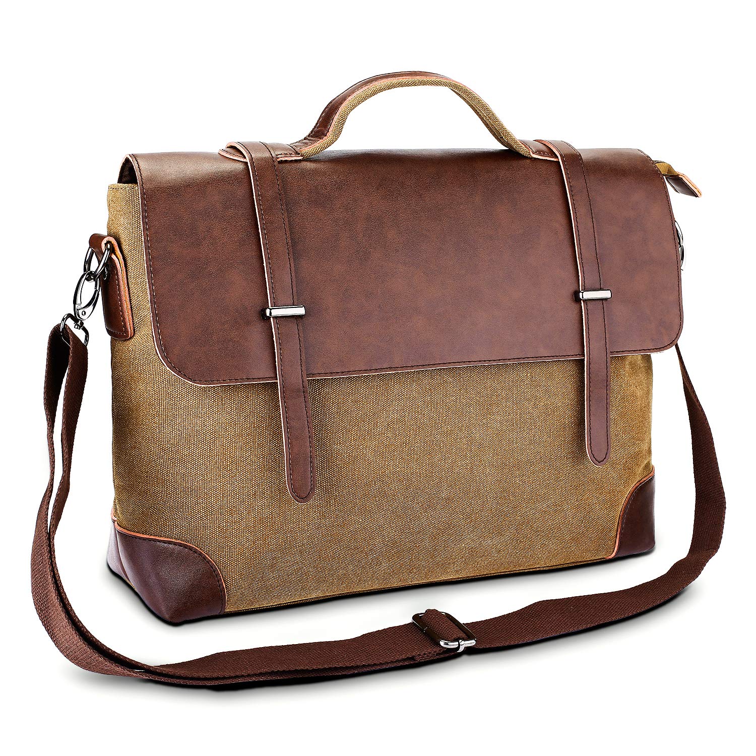 62 cm 复古真皮公文包 防水蜡帆布笔记本电脑包