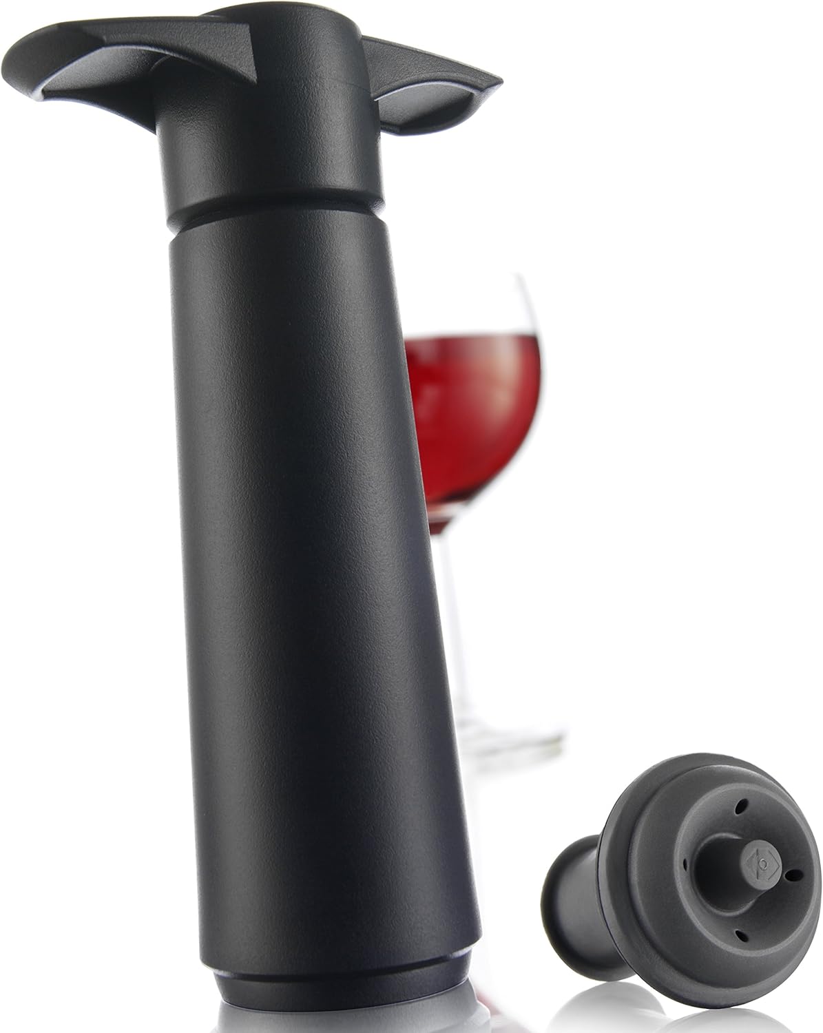 vacu vin wine saver pump with 1 x vacuum bottle stopper - black