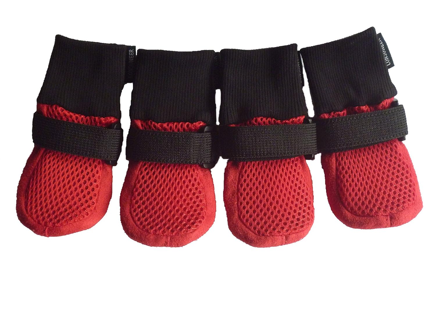 lonsuneer 狗狗保护靴 4 件套透气软底防滑 5 种尺寸 红色 x-small