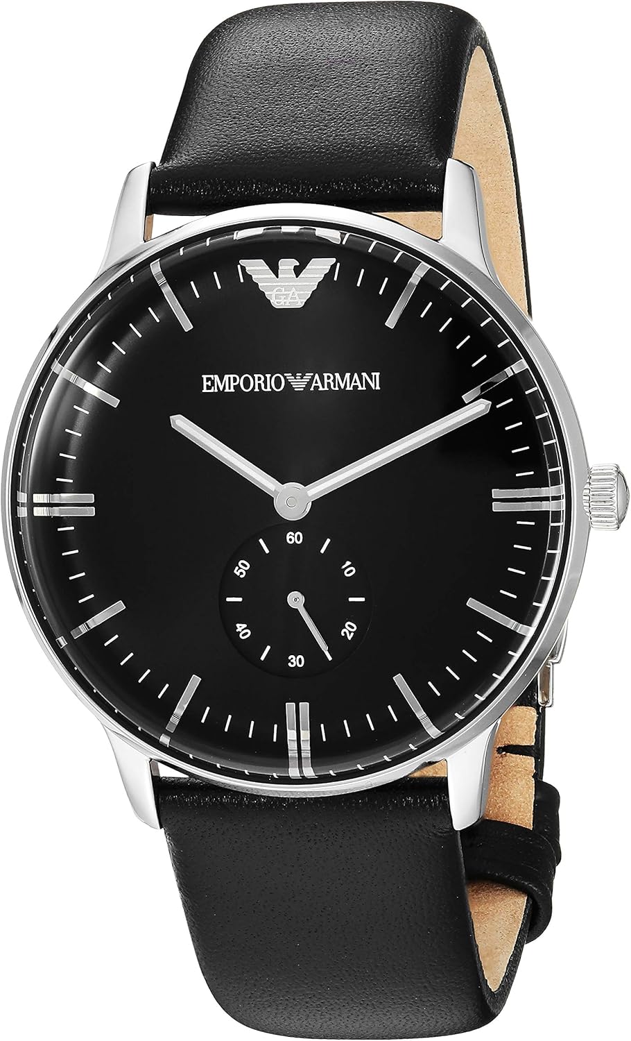 armani 经典皮革黑色表盘男式手表 #ar0382