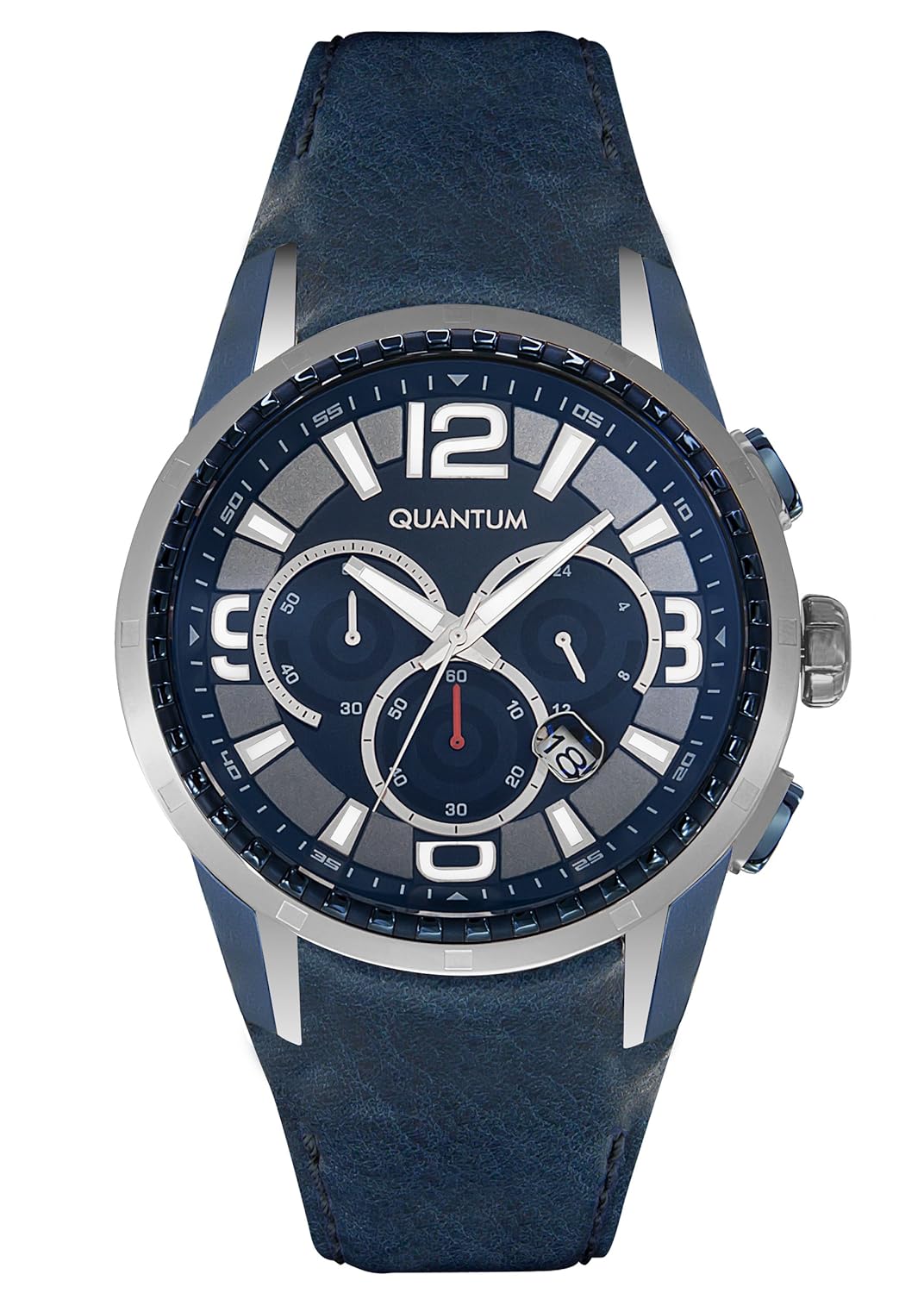 quantum explorer 计时石英男式石英手表,带皮革 exg417.399