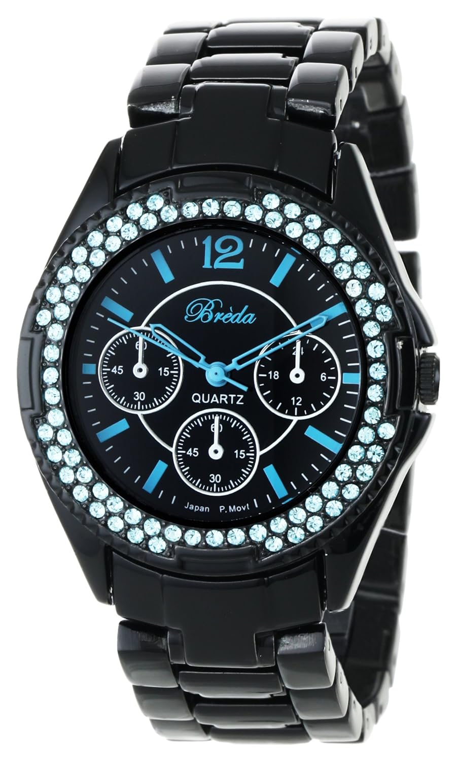 breda 女式2202 _ 蓝色 " keira " 黑色3 link 金属水钻手表