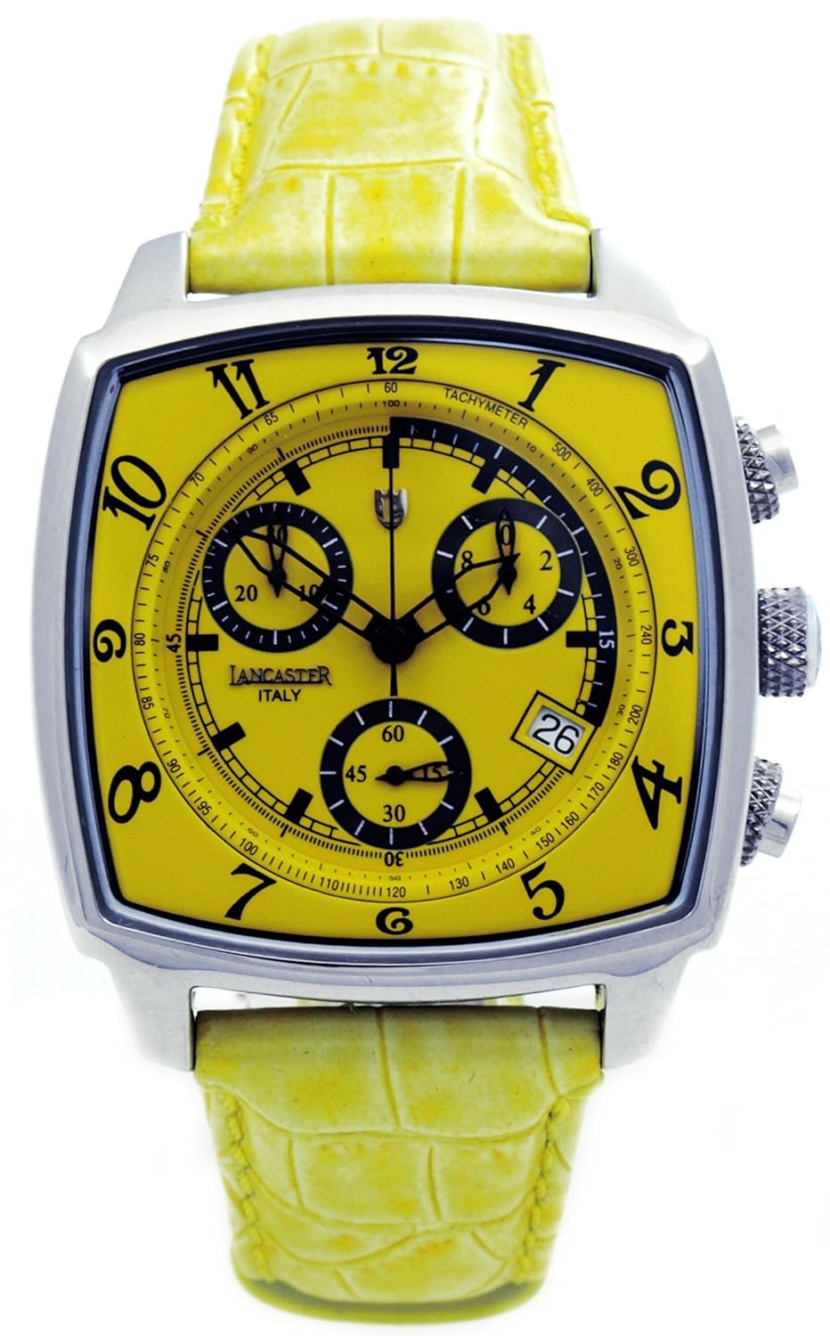 lancaster 男式石英手表0262 gsg ,带有皮革带